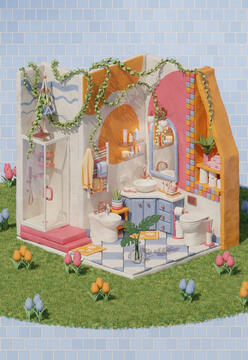 Colorful and fun isometric bathroom