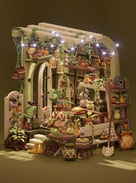 Isometric greenhouse set inspired by The Legend of Zelda