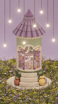 Reading nook in a fantasy tower